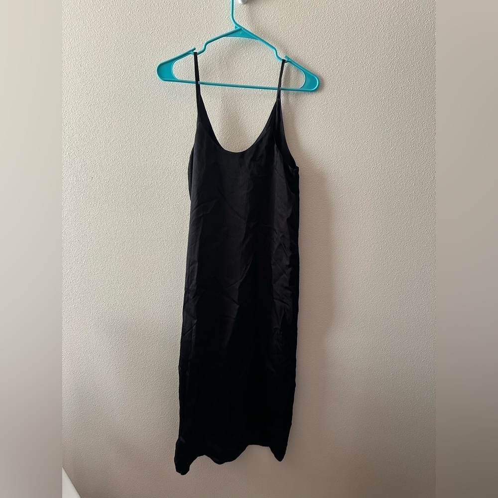 Everlane the hammered satin slip dress black size 4 style F-DRS-HSN-SLIP-SL - Picture 5 of 10
